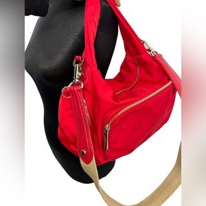 XX Maxx NY Shoulder Crossbody Bag Barrel Purse Bright Red Nylon